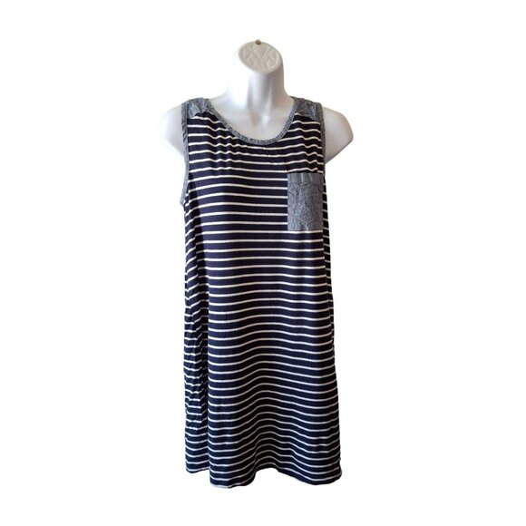 12PM by Mon Ami Womens T Shirt Dress S Blue Striped Sleeveless Beach Normcore - Picture 1 of 7